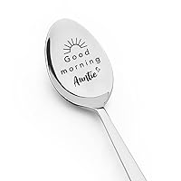 Aunt Mothers Day Gifts from Niece Nephew Good Morning Auntie Tea Coffee Spoons Gift for Aunt Auntie Gifts for Women Aunty Aunt Birthday Gift for Auntie Ice-cream Spoon