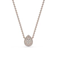 Round Cur 1.82TCW Colorless VVS1 Moissanite Diamond Halo Pear Shape 18K Rose Gold Pendant Gift For Fiancee