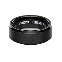 The Ridge Tungsten Rings For Men - Mens Wedding Band - Strong, Durable, and Scratch-Resistant Beveled Ring With Silicone Band