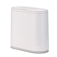 12 Liter Rectangular Plastic Trash Can Wastebasket with Press Type Lid,3.17 Gallon Dog Proof Garbage Container Bin for Bathroom,Powder Room,Bedroom,Kitchen,Craft Room,Office (White)