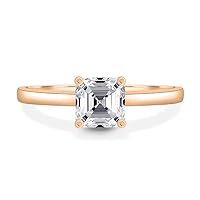 Nia Moissanite 1 CT Asscher Cut Handmade Engagement Ring, Solitaire Bridal Wedding Ring for Women, Anniversary Promise Gifts Her