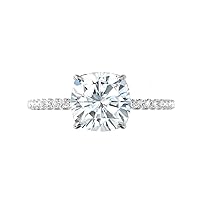 Siyaa Gems 3.50 CT Cushion Infinity Accent Engagement Ring Wedding Eternity Band Solitaire Silver Jewelry Halo Anniversary Praise Ring Gift