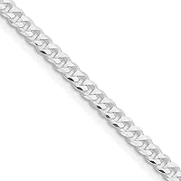 925 Sterling Silver Rhodium Plated 3.15mm Flat Curb Chain Necklace Jewelry for Women - Length Options: 18 20 22 24 26