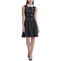 Tommy Hilfiger Women's Petite Collar Fit and Flare Dress, Black