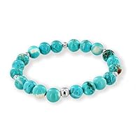 Believe London® Turquoise Stone Bracelet in Gift Box | Strong Elastic | Healing Men Women Luxury Stretch Precious Natural Crystal Stones Healing Gemstone Therapy Yoga Mala Bangle