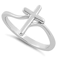 925 Sterling Silver Fluid Cross Women Stackable Ring