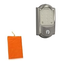 BoxWave Case Compatible with Schlage Encode Camelot Touchscreen Deadbolt - Velvet Pouch, Soft Velour Fabric Bag Sleeve with Drawstring - Bold Orange