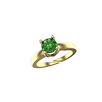 0.42 Carats Russia Natural Green Demantoid Round Green Diamond Solitaire Ring Size 4.4 MM Eye Clean Greenish Yellow Color Demantoid Garnet Ring