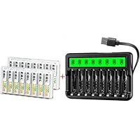 EBL Rechargeable AAA Batteries (16-Counts) and 8-Bay LCD Newest Version Battery Charger