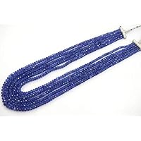 LKBEADS Natural Tanzanite Faceted Rondelle 5 Strand Necklace 4 to 8 mm, Tanzanite Necklace with Adjustable Tassel 22 inch Code-HIGH-45517