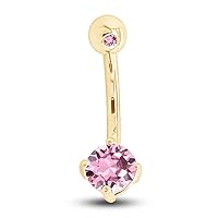 AFFY Body Piercing Belly Button Ring in 14K Gold Over Sterling Silver, Mother's Day Gift For Her