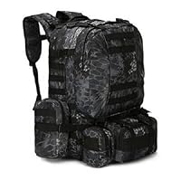 HHE 55L Military Tactical Bag for Camping Hiking Trekking Hunting Bug Out Bag Outdoor Backpack (Black Python), Large