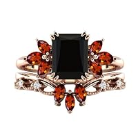 14k Emerald Cut Black Onyx Engagement Ring For Women 1 CT Art Deco Aquamarine Wedding Ring Gold Black Onyx Antique Bridal Ring Anniversary Ring