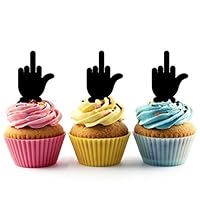 TA0370 Funny Middle Finger Silhouette Party Wedding Birthday Acrylic Cupcake Toppers Decor 10 pcs