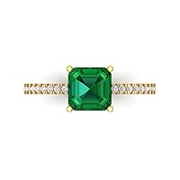 Clara Pucci 1.66ct Cushion Cut Solitaire W/Accent Genuine Simulated Emerald Engagement Promise Anniversary Bridal Ring 18K Yellow Gold