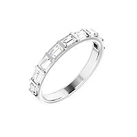 Platinum 3/4 Ct Diamond Straight Baguette Anniversary Wedding Band - Size 7