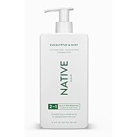 Native Eucalyptus & Mint 2-in-1 Shampoo and Conditioner, Scalp Refreshing |Sulfate Free, Paraben Free, Dye Free, with Naturally Derived Clean Ingredients| 16.5 oz