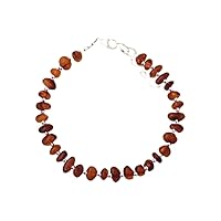Natural Baltic Amber 6-8mm Rondelle Shape Smooth Cut Gemstone Beads 7 Inch Silver Plated Clasp Bracelet For Men, Women. Natural Gemstone Link Bracelet. | Lcbr_01000