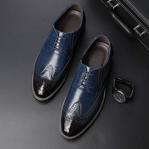 Men's Classic Leather Formal Business Oxford Wingtip Lace Up Retro Casual Dress Shoes for Men Comfortable