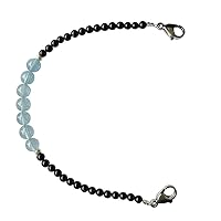 Black Onyx with Aquamarine Interchangeable Medical ID Bracelet Women,Medical Alert Id Replacement Gemstone Medical Id Bracelet, Unisex