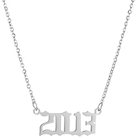 Stainless Steel Hip Hop Dainty Birthday Year Number Necklace for Women's Personalized Birth Year 1985 to 2020 Memorable Anniversary Jewelry