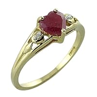 Carillon Ruby Gf Heart Shape 1.08 Carat Natural Earth Mined Gemstone 925 Sterling Silver Ring Unique Jewelry (Yellow Gold Plated) for Women & Men