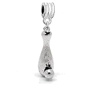 Bowling Pin Charm Dangle Bead Spacer for Snake Chain Charm Bracelet