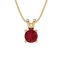 Clara Pucci 0.50 ct Brilliant Round Cut Genuine Simulated Ruby Solitaire Pendant Necklace With 18