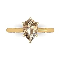 Clara Pucci 2.0 ct Pear Cut Solitaire Yellow Moissanite Ideal Engagement Bridal Promise Anniversary Designer Ring 18K Yellow Gold