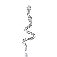 9 ct White Gold Snake Pendant Necklace (Available Chain Length 16