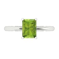 1.85 ct Radiant Cut Solitaire Stunning Green Peridot Classic Anniversary Promise Bridal ring Solid 18K White Gold for Women