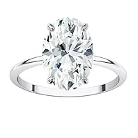Moissanite Solitaire Engagement Ring, Elongated Oval Cut 3.0 Carat, 925 Sterling Silver with 18K Gold Accent, Colorless VVS1