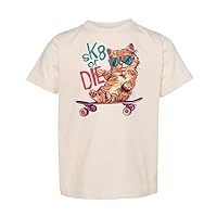 Funny Skate Toddler Shirt, SK8 OR DIE Kitty, Skate or Die, Skateboard, Unisex Toddler Tee, Youth, Short Sleeve T-Shirt