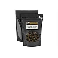 Peppercorns Smoked Black - 8 oz. - in resealable stand up pouch bag with oval window - KOSHER