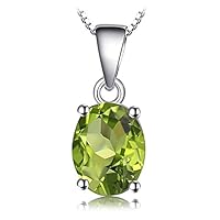 JewelryPalace Natural Gemstone Garnet Peridot Amethyst Citrine Blue Topaz Birthstone Solitaire Pendant Necklace Jewelry Set, 14k Gold Plated 925 Sterling Silver Necklaces for Women, 18 Inch Box chain