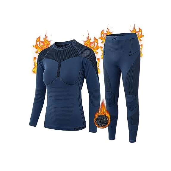 MEETWEE Thermal Underwear for Women, Long Johns Ski Cold Weather Gear Set  Base Layer Warm Winter Top and Bottom Running