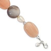 18.6mm 925 Sterling Silver Agate Aventurine Crystal and Fwc Pearl With 1inch Extension Bracelet 8 Inch Jewelry for Women