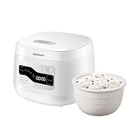 Joydeem Ceramic Rice Cooker FD20S-W, 3 Cups Uncooked Rice Cookers with Pure Ceramic Inner Pot, 24h Dealy Start, 2L, White