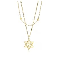 David Star Celtic Triple Spiral Layered Necklace For Women Men Stainless Steel Hollow Out Star Of David Triple Spiral Pendant Necklace Jewelry Gift For Girl