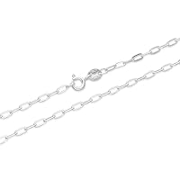 Adabele 1pc Authentic 925 Sterling Silver 1.5mm 2.2mm Flat Cable Chain Necklace Tarnish Resistant Hypoallergenic Nickel Free Women Men Jewelry Made In Italy