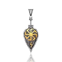 Mens Viking Kolovrat Sun Wheel Shield Pendant Necklace Stainless Steel