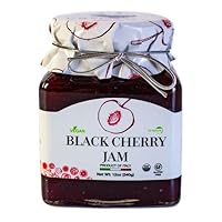 Giusto Sapore Imported Italian Black Cherry Jam - 55% Fruit - All Natural, Three Ingredients - 12oz