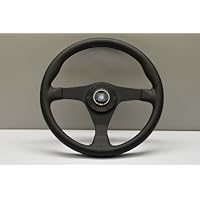 Steering Wheel - Gara 3/0-350mm (13.78 inches) - Black Leather with Black Stitching - Part # 6020.35.2071