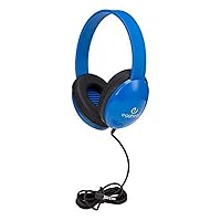 Egghead Heavy-Duty Kids' Headphones with Padded Ear Cups and 6' Cord, Adjustable Tangle-Free Plastic Classroom Headphones for Kids, Pack of 10, Blue