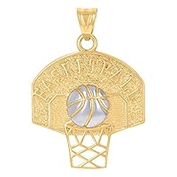 10k Two tone Gold Mens Basket Ball Sports Charm Pendant Necklace Measures 36.9x25.9mm Wide Jewelry Gifts for Men