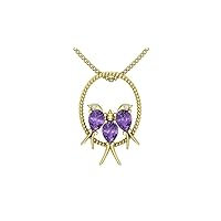 1.00Ct Pear Cut Amethyst Pendant Necklace In 14K White Gold Plated Sterling Silver By Elegantbalaji
