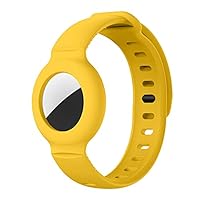 Silicone Watch Bands Compatible with Apple AirTags,Protective Cases Cover for Airtags GPS Anti-Lost Locator, Easy to Attach for Toddler Baby, Kid, Children(Yellow)