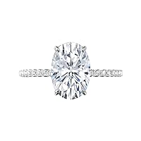 Riya Gems 4.80 CT Oval Moissanite Engagement Ring Wedding Eternity Band Vintage Solitaire Halo Setting Silver Jewelry Anniversary Promise Vintage Ring Gift for Her