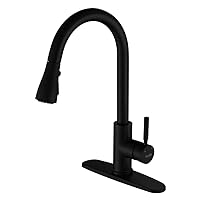 Arofa Matte Black Kitchen Faucet, Kitchen Sink Faucet with Pull Down Sprayer Single Handle Stainless Steel Commercial Modern for 1 or 3 Hole Farmhouse Camper Laundry Utility Rv Bar Sinks