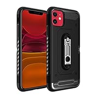 Heavy Duty Rugged Case,Full Body Protective Shockproof Hard PC and Soft TPU Protective Back Cover 360 Degree Rotating Metal Ring Holder Kickstand Compatible for (iPhone 11 -Black)